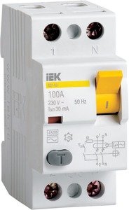 Фото IEK ВД1-63 MDV12-2-032-100 Выключатель дифференциального тока двухполюсный 32А 100мА (тип AC)