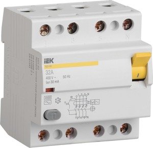Фото IEK ВД1-63 MDV11-4-016-030 Выключатель дифференциального тока четырехполюсный 16А 30мА (тип А)