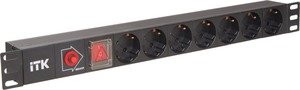 Фото IEK PH12-7D3 ITK PDU Блок: 7 розеток, с LED выкл., 1U, без шнура, вх. С14, немецкий стандарт