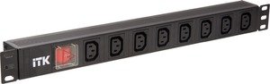 Фото IEK PH12-8C131 ITK PDU Блок: 8 розеток C13 с LED выкл.,1U, шнур 2м, вилка, немецкий стандарт