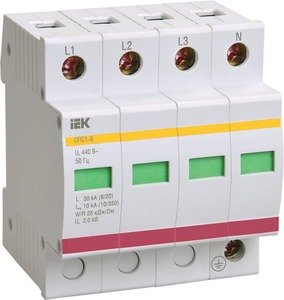 Фото IEK MOP20-4-C Огр-ль имп перенапр ОПС1-C 4P In=20kA Un=400B Im=40kA ИЭК