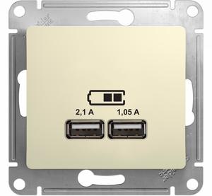 Фото Schneider Electric Glossa GSL000233 Розетка USB (2xUSB, под рамку, скрытая установка, бежевая)