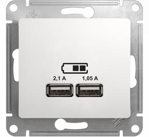 Фото Schneider Electric Glossa GSL000133 Розетка USB (2xUSB, под рамку, скрытая установка, белая)
