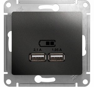 Фото Schneider Electric Glossa GSL000733 Розетка USB (2xUSB, под рамку, скрытая установка, антрацит)
