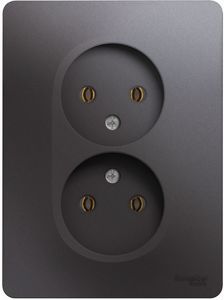 Фото Schneider Electric Glossa GSL001320 Розетка двойная (16 А, IP20, под рамку, скрытая установка, графит)