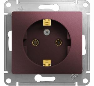 Фото Schneider Electric Glossa GSL001143 Розетка одинарная с заземляющим контактом (16 А, IP20, под рамку, скрытая установка, баклажан)