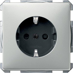 Фото Schneider Electric Merten Artec/Antique MTN2300-4146 Розетка с заземляющим контактом (16 А, под рамку, шторки, скрытая установка, сталь)