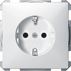 Фото Schneider Electric Merten Artec/Antique MTN2300-4019 Розетка с заземляющим контактом (16 А, под рамку, шторки, скрытая установка, полярно-белая)