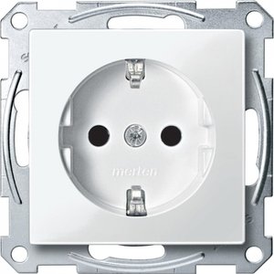 Фото Schneider Electric Merten System M MTN2300-0319 Розетка с заземляющим контактом (16 А, под рамку, шторки, скрытая установка, полярно-белая)