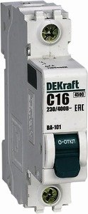 Фото DEKraft ВА-101 11148DEK Автоматический выключатель однополюсный 13А (4.5 кА, B)