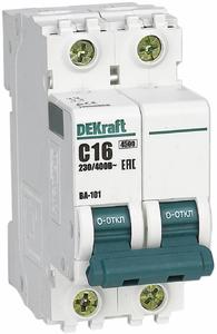 Фото DEKraft ВА-101 11113DEK Автоматический выключатель двухполюсный 10А (4.5 кА, D)