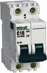 Фото DEKraft ВА-101 11208DEK Автоматический выключатель двухполюсный 13А (4.5 кА, B)