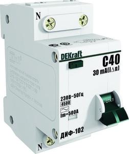 Фото DEKraft ДИФ-102 16003DEK Автоматический выключатель дифференциального тока однополюсный+N 16А (тип AC, 4.5 кА)