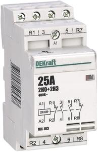 Фото DEKraft 18069DEK Модульный контактор 2НО+2НЗ 25А 230В МК-103