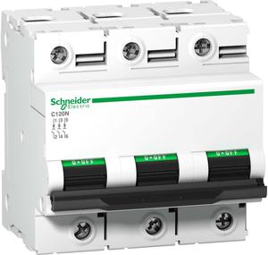 Фото Schneider Electric Acti 9 A9N18388 Автоматический выключатель трехполюсный 100А (10 кА, D)