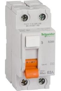 Фото Schneider Electric Домовой 11456 Выключатель дифференциального тока двухполюсный 63А 300мА (тип AC)