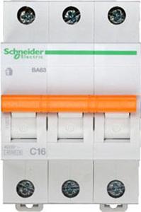 Фото Schneider Electric Домовой 11223 Автоматический выключатель трехполюсный 16А (4.5 кА, C)