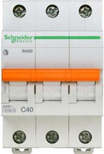 Фото Schneider Electric Домовой 11227 Автоматический выключатель трехполюсный 40А (4.5 кА, C)