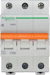 Фото Schneider Electric Домовой 11228 Автоматический выключатель трехполюсный 50А (4.5 кА, C)
