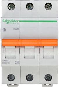 Фото Schneider Electric Домовой 11221 Автоматический выключатель трехполюсный 6А (4.5 кА, C)