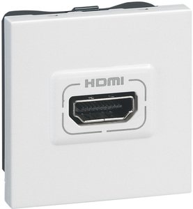 Фото Legrand Mosaic 078768 Розетка видео (HDMI, 2 модуля, под рамку, скрытая установка, белая)
