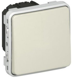 Фото Legrand Plexo 069630 Выключатель однокнопочный (10 А, IP55, под рамку, скрытая установка, белый)