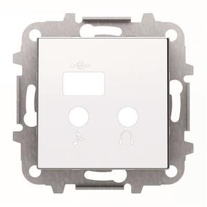 Фото ABB Sky Niessen 2CLA856830A1101 Крышка розетки телекоммуникационной (2х3.5 Jack + USB, белая)