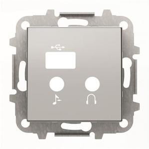 Фото ABB Sky Niessen 2CLA856830A1301 Крышка розетки телекоммуникационной (2х3.5 Jack + USB, серебро)