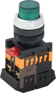 Фото IEK BBT20-ABLFP-K06 Кнопка ABLFP-22 зеленый d22мм неон/240В 1з+1р