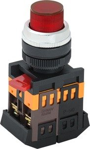 Фото IEK BBT20-ABLFP-K04 Кнопка ABLFP-22 красный d22мм неон/240В 1з+1р