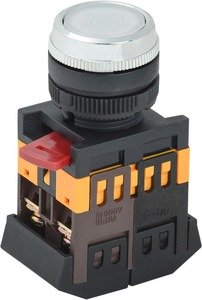 Фото IEK BBT30-ABLFS-K01 Кнопка ABLFS-22 белый d22мм неон/240В 1з+1р