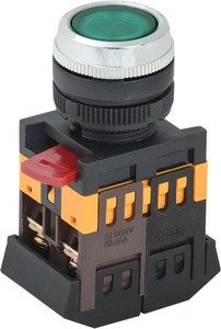 Фото IEK BBT30-ABLFS-K06 Кнопка ABLFS-22 зеленый d22мм неон/240В 1з+1р