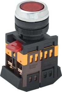 Фото IEK BBT30-ABLFS-K04 Кнопка ABLFS-22 красный d22мм неон/240В 1з+1р