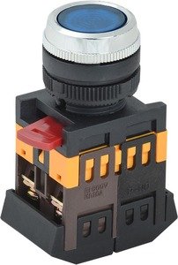 Фото IEK BBT30-ABLFS-K07 Кнопка ABLFS-22 синий d22мм неон/240В 1з+1р