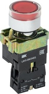 Фото IEK BBT50-BW-K04 Кнопка управления LAY5-BW3461 с подсветкой красный 1з