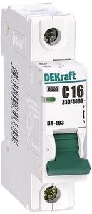 Фото DEKraft ВА-103 12010DEK Автоматический выключатель однополюсный 16А (6 кА, B)