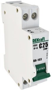Фото DEKraft ВА-103 12181DEK Автоматический выключатель однополюсный+N 10А (6 кА, C)