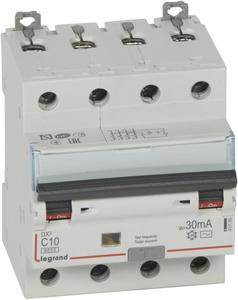 Фото Legrand DX3 411185 Автоматический выключатель дифференциального тока четырехполюсный 10А (тип AC, 10 кА)