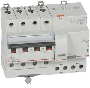 Фото Legrand DX3 411191 Автоматический выключатель дифференциального тока четырехполюсный 50А (тип AC, 10 кА)
