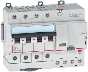 Фото Legrand DX3 411192 Автоматический выключатель дифференциального тока четырехполюсный 63А (тип AC, 10 кА)