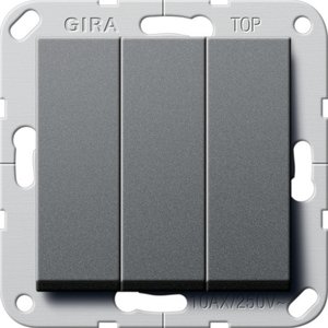 Фото Gira System55 284428 Кнопка Н.О. трехклавишная (10 А, под рамку, скрытая установка, антрацит)