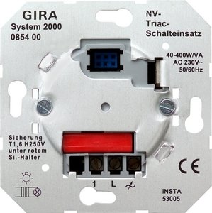Фото Gira 085400 Выключатель электронный Triac (40-400 Вт, механизм, скрытая установка)