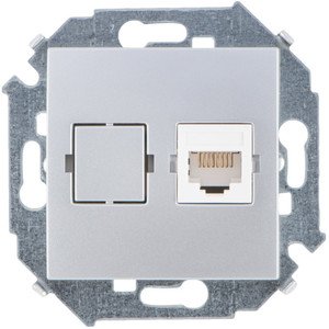 Фото Simon Simon 15 1591551-033 Розетка компьютерная (RJ45, cat.5e, AMP, под рамку, скрытая установка, алюминий)