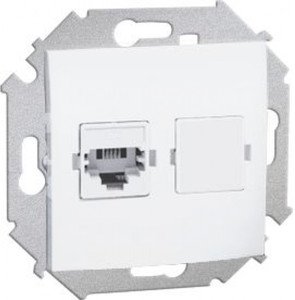 Фото Simon Simon 15 1591563-030 Розетка компьютерная (RJ45, cat.6a, AMP, FTP, под рамку, скрытая установка, белая)