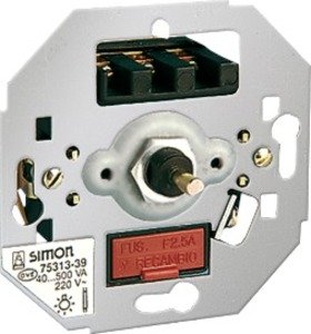 Фото Simon Simon 82/88 75313-39 Светорегулятор роторный проходной (40-500 Вт, механизм, скрытая установка)