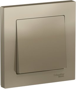 Фото Schneider Electric AtlasDesign ATN000512 Выключатель одноклавишный (10 А, в сборе, скрытая установка, шампань)