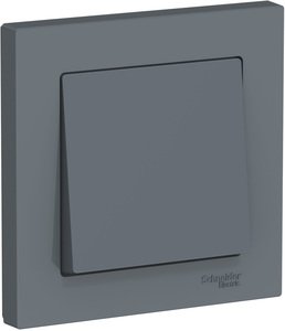 Фото Schneider Electric AtlasDesign ATN000712 Выключатель одноклавишный (10 А, в сборе, скрытая установка, грифель)