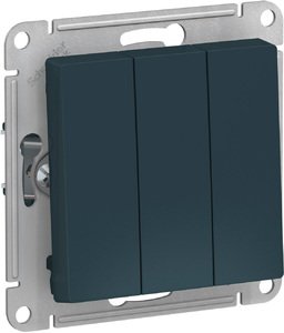 Фото Schneider Electric AtlasDesign ATN000831 Выключатель трехклавишный (10 А, под рамку, скрытая установка, изумруд)