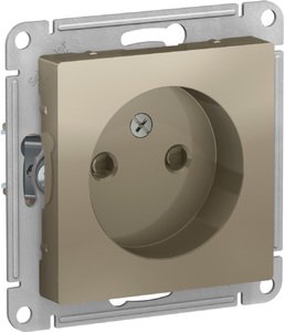 Фото Schneider Electric AtlasDesign ATN000549 Розетка без заземляющего контакта (16 А, под рамку, шторки, скрытая установка, шампань)