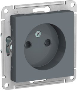 Фото Schneider Electric AtlasDesign ATN000749 Розетка без заземляющего контакта (16 А, под рамку, шторки, скрытая установка, грифель)